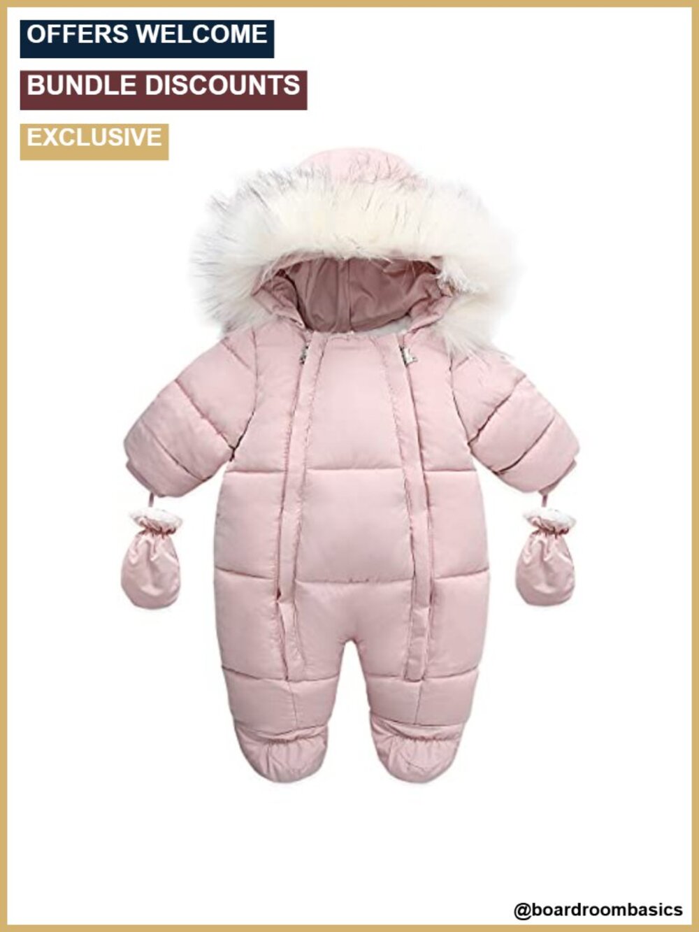 Baby Girls Winter Snowsuit Toddler One Piece Jumpsuit with Hood and Gloves